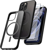 Fodral för iPhone 12/12 Pro, skyddsfodral för iPhone 12/12 Pro i transparent TPU-silikon hård + 2 9 H härdat glas, stötskydd, kristallklar (svart) - iPhoneCase.se