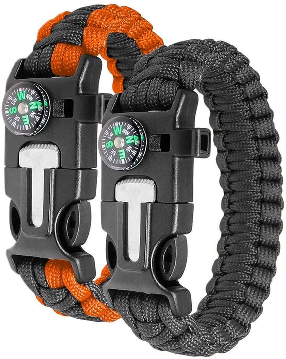 Överlevnadsarmband paracord 2st l kompass, visselpipa, flintbrandstartare - iPhoneCase.se