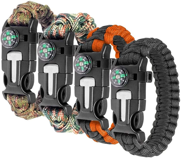 Paracord överlevnadsarmband 4st l kompass, visselpipa, flintbrandstartare - iPhoneCase.se